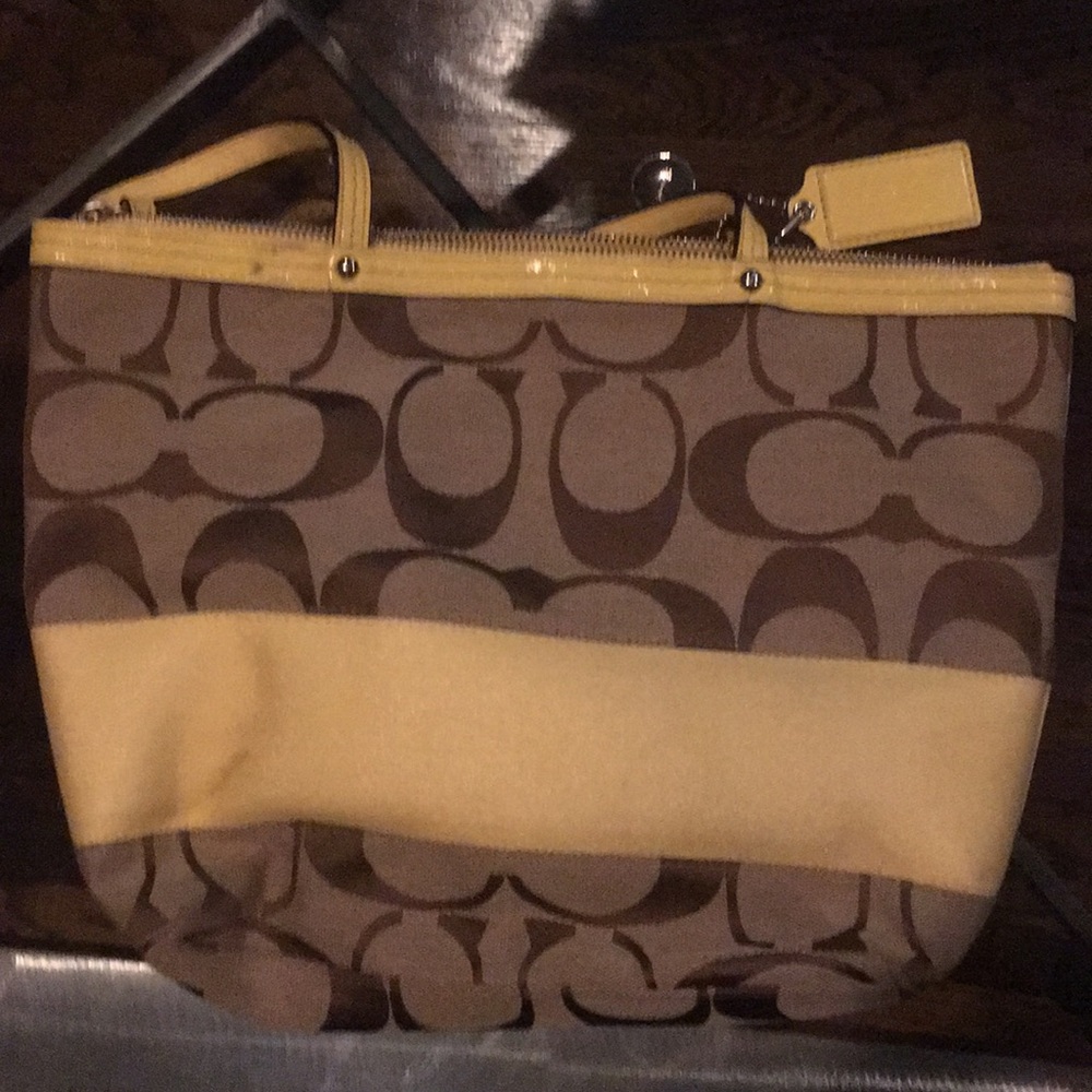 Coach Brown and Yellow Tote Bag - Picture 2 of 3